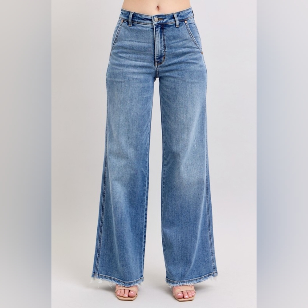 Judy Blue Classic Light Blue Wide Leg Flare Jeans